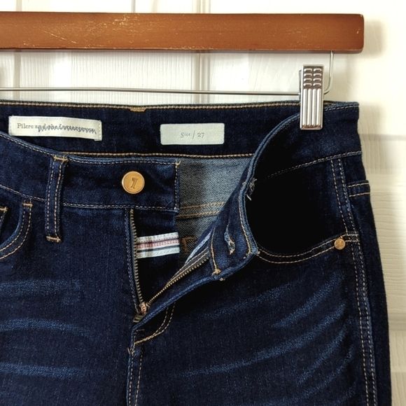 Pilcro Stet Twisted Seam Mid Rise Dark Wash Buttoned Ankle Crop Skinny Jeans 27 - Picture 7 of 16